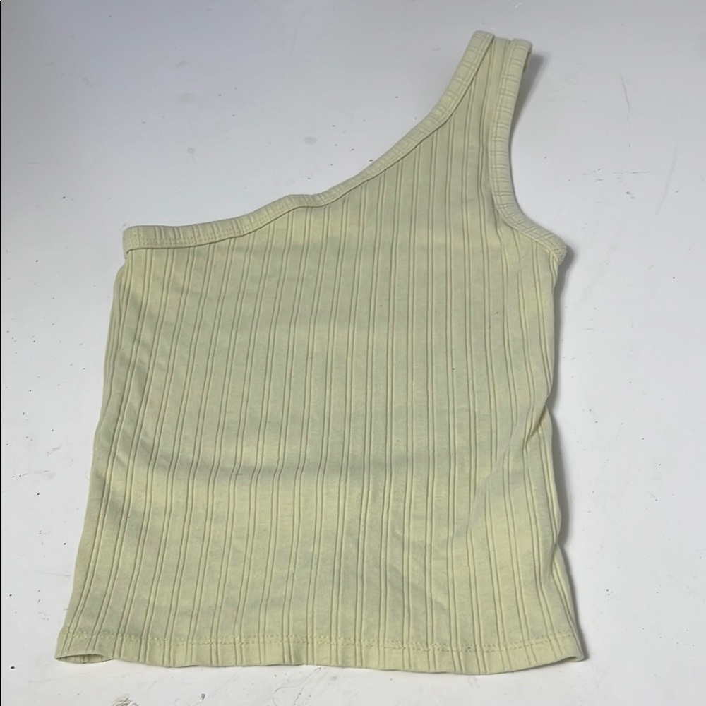 American Eagle XS One Shoulder Butter Yellow Tank Top
